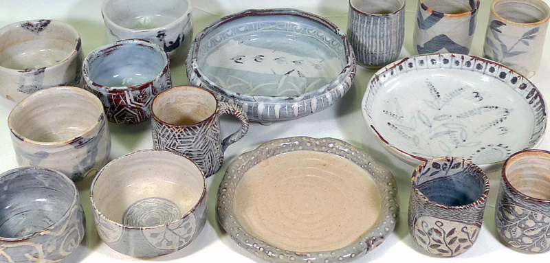 技法講座作品　志野（絵志野・ねずみ志野）画像