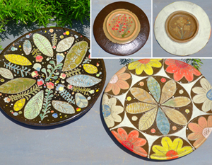 生徒作品/飾り皿　葉花文皿