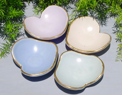 生徒作品　金彩ハート文小皿