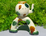 生徒作品　三彩やかん君風花器