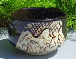 体験作品　黒織部抹茶碗