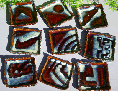 生徒作品　幾何学文角皿