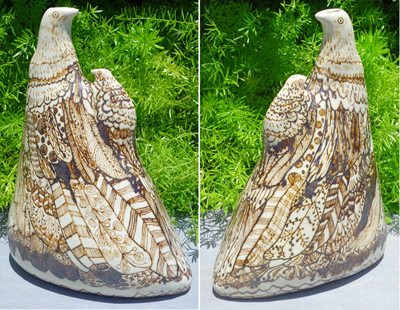 生徒作品　鳥の花入れ