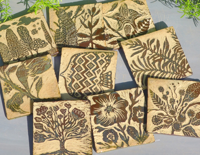 生徒作品　搔き落とし模様プレート