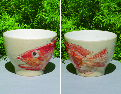 生徒作品　魚文ぐい吞み