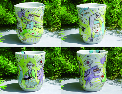 生徒作品　色絵湯呑
