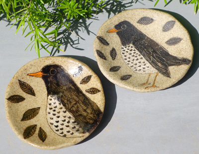 生徒作品　鳥文小皿
