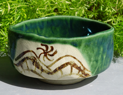 体験作品　織部抹茶碗