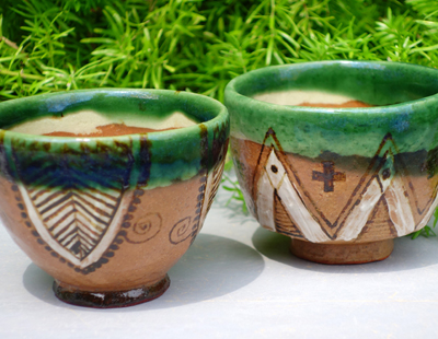 生徒作品　鳴海織部湯呑