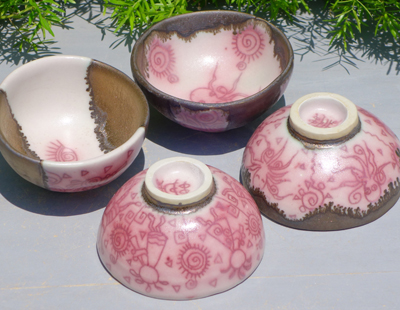 生徒作品　線彫り象嵌小鉢