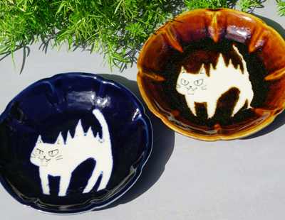 生徒作品　猫文皿